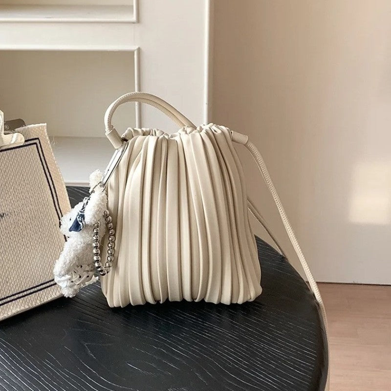 Summer Fashion New Crossbody Bag Women's PU Single Shoulder Mini Bag Luxury Versatile Pleated Casual Small Square Bag Handbags