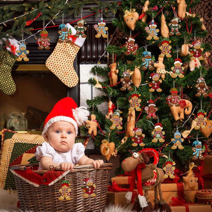 Christmas Gingerbread Man Ornaments Xmas Tree Wooden Hanging Pendants 2026 New Year Party Home Decoration Kids DIY GIft