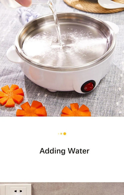 Fervidor de Ovos Multifuncional, Vaporizador Elétrico de Ovos, Máquina de Café da Manhã, Panela de Ovos de Camada Dupla, Mini Vaporizador para Cozinha
