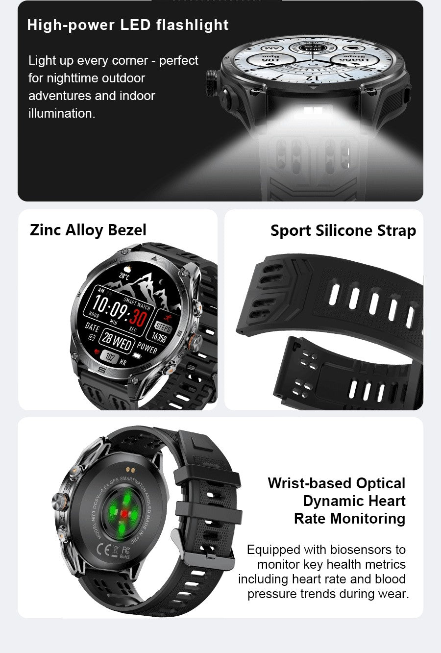 Novo T-Rex3 Ultra 1000mAh Bateria Smartwatch GPS Integrado Bússola 10ATM À Prova D'água Rastreador Esportivo Smartwatches Militares para Atividades ao Ar Livre