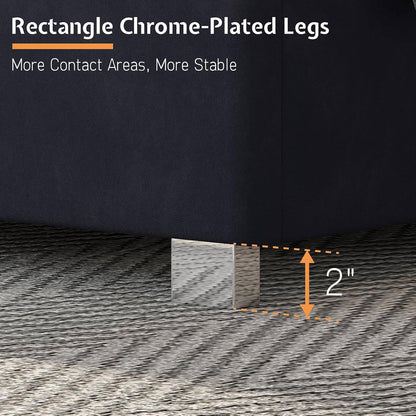 Estrutura de Cama Queen Size com Cabeceira de 147 cm de Altura, Cama Plataforma Estofada em Veludo com Cabeceira de Asas com Capitonê Canalizado e
