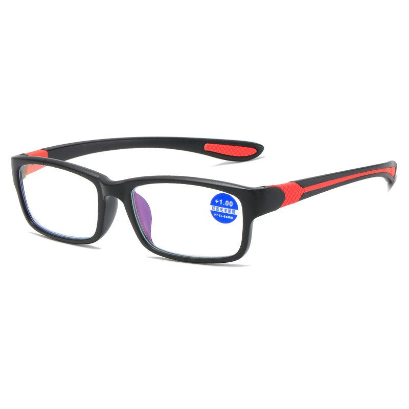 Óculos de Leitura Masculino Feminino Esportivo Antiluz Azul Armação TR90 Preta Vermelha Óculos Para Presbiopia +100 a +400