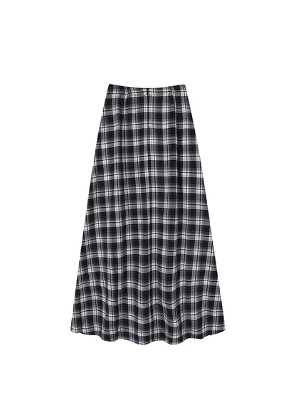 High Waist Plaid A-Line Skirt for plus Size Women Summer Slimming Flattering for Pear aped Body Meat Concealing Skirts