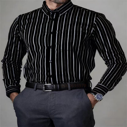 New Men's Striped Casual Shirt Fashion Durable Long Sleeve Business Formal Shirt Comfortable Soft Designer