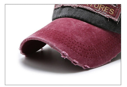 Korean version washed letters spring and autumn men's and women's fashion shabby denim baseball cap sunhat Official Website