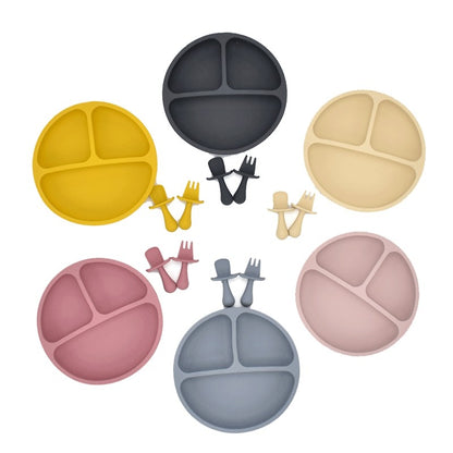 9Colors Baby Plate Set Food Grade Silicone Dishes BPA-Free Tableware Kids Feeding Bowls Kids Learning Dishes Tray Dropshiping