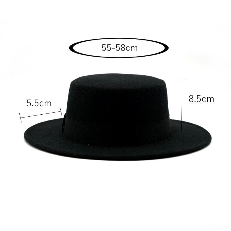 Winter Autumn Fashion Women Men Unisex Wide Brim Panama Hat Autumn Winter Gentleman Elegant Jazz Church Cap Beige Black Red