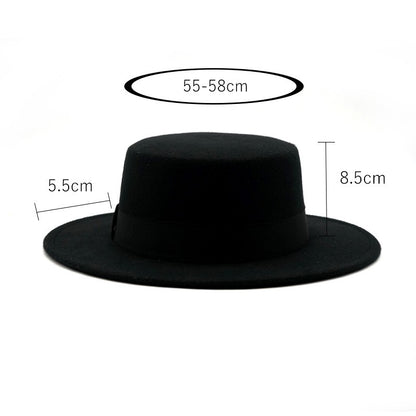 Winter Autumn Fashion Women Men Unisex Wide Brim Panama Hat Autumn Winter Gentleman Elegant Jazz Church Cap Beige Black Red
