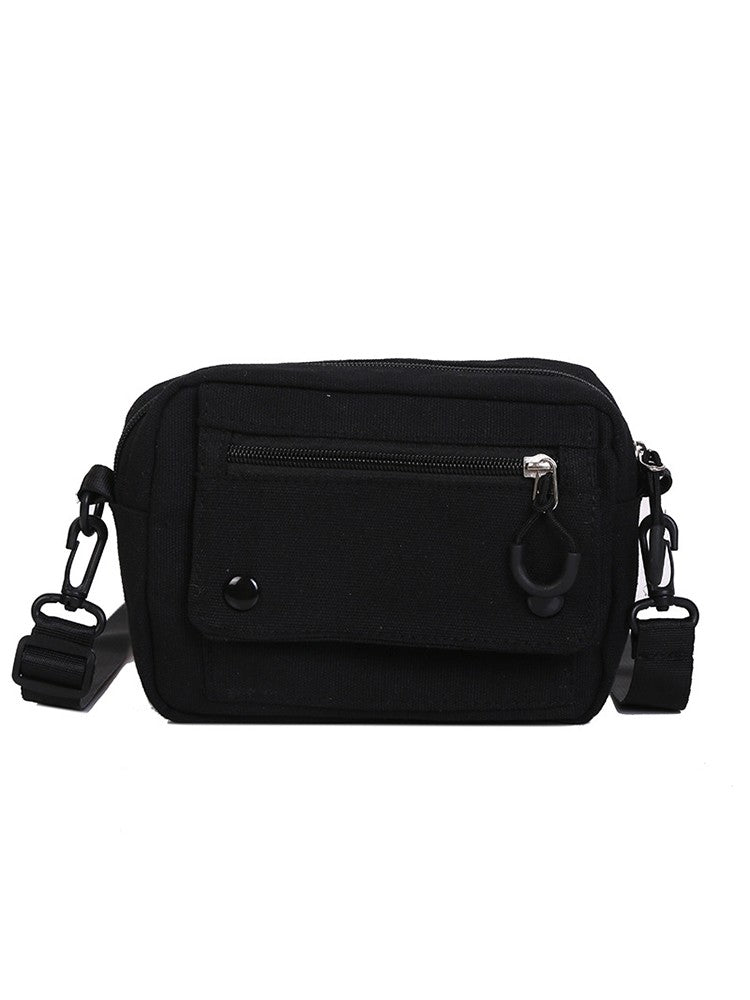 Women Canvas Handbags Korean Mini Student Bag Cell Phone Simple Small Crossbody Casual Ladies Zipper Shoulder Bag
