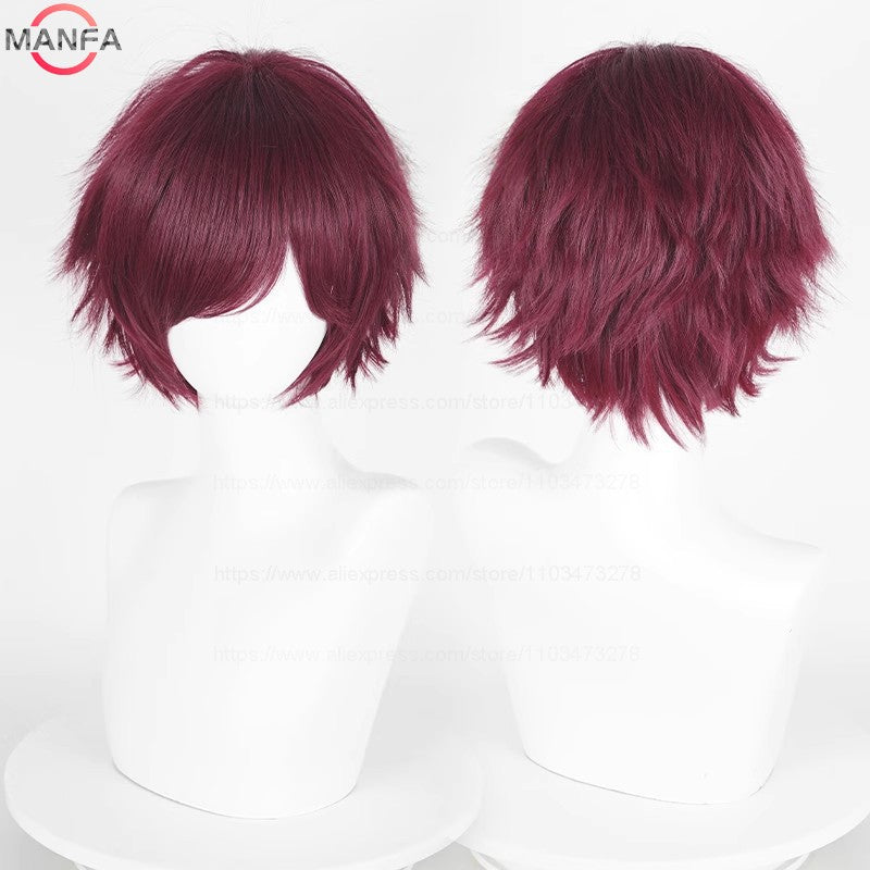 Anime 30cm Curta Reta Peruca Cosplay Preto Branco Verde Marrom Roxo Azul Cinza Vermelho Dourado Homens Mulheres Cabelo Sintético Resistente ao Calor
