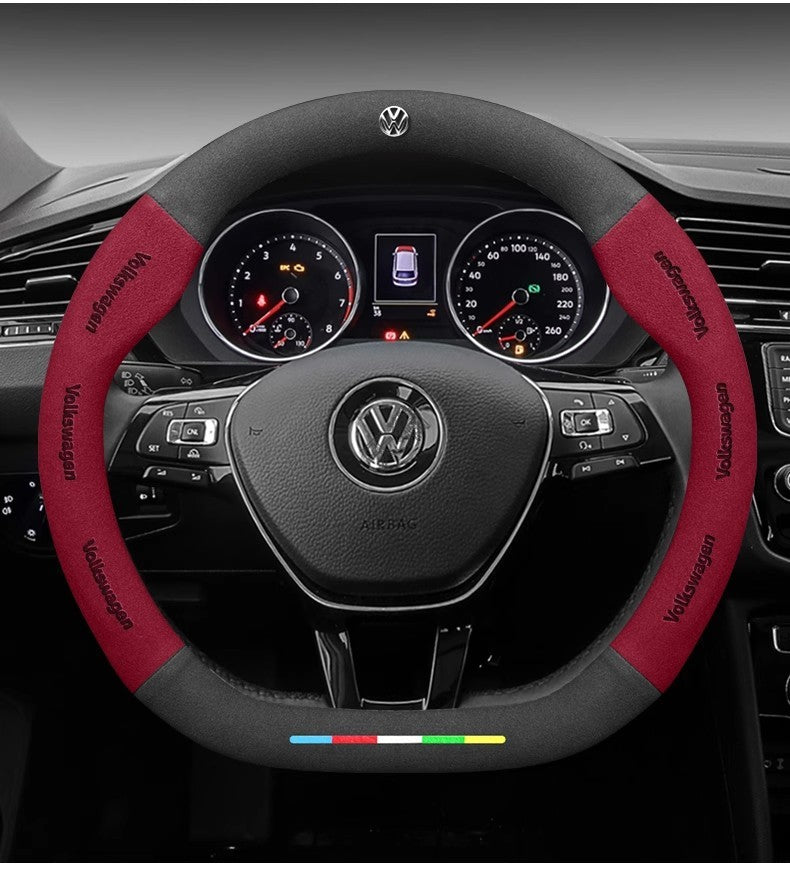 Car Suede Anti-Slip Steering Wheel Cover For Volkswagen Passat Golf 5 GTI Beetle Tiguan Touareg Polo T-ROC T-Cross Magotan Jeeta