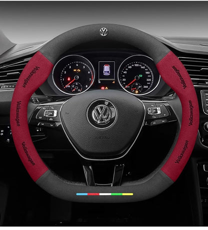 Car Suede Anti-Slip Steering Wheel Cover For Volkswagen Passat Golf 5 GTI Beetle Tiguan Touareg Polo T-ROC T-Cross Magotan Jeeta