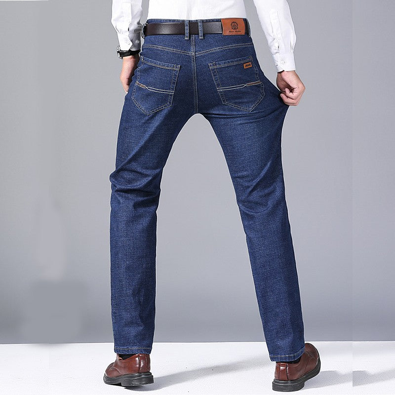 Calças Masculinas Jeans Retas Macias 2025 Outono Clássico Negócios Preto Motoqueiro Jeans Macacão Masculino Pantalone Hombre Mannen Homme