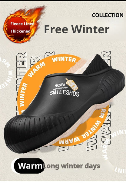 Men Winter Warm Slippers Couple House Cotton Shoes Outdoor EVA Fur Shoes Plush Slippers Home Bedroom Shoes Big Size Slides 39-44