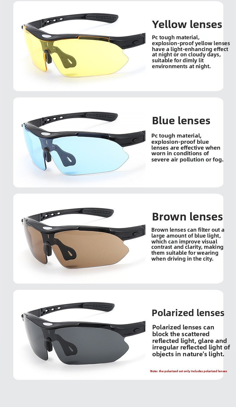 New 5 Lens Set Polarized Tactical Goggles Men Outdoor Sports Windproof Dustproof Climbing Glasses Safety Protective Glasses