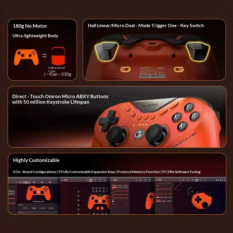 GameSir Tarantula 8K PC Wired Controller Lightweight Gaming Gamepad Steam Wired Similar PS5 Symmetric DS4 Joystick Controller