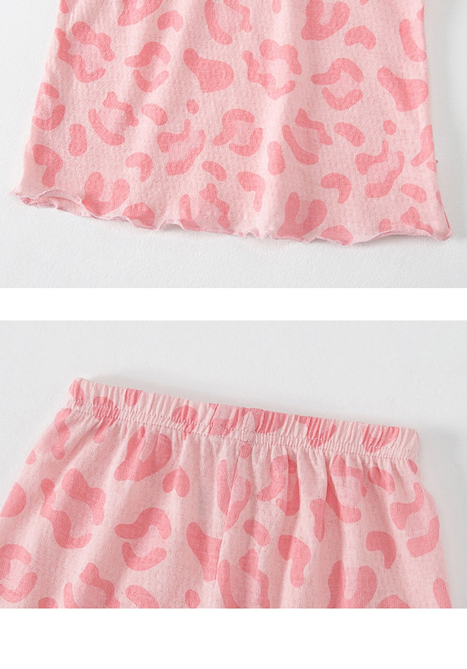 2Pcs 2025 Summer Kids Leopard Print Home Clothes Set Girls' Ice Silk Pajama Sets Baby Short Sleeve Shorts Tops Women' Loungewear