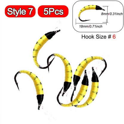 5 Peças Latão Beadhead Pavão Herl Buzzer Fly Isca de Pesca no Gelo Jig Ninfas Larvas para Pesca de Truta Perca Bluegill