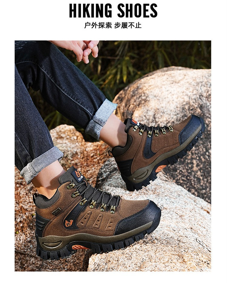 Botas Masculinas Clássicas Modernas para Tornozelo Botas de Caminhada Resistentes ao Desgaste em Camurça de Vaca Tênis de Caminhada Confortáveis Masculinos Sapatos Táticos