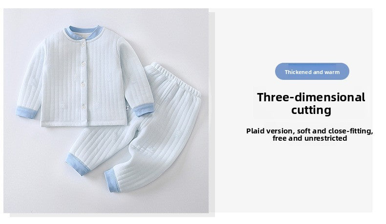Baby Thermal Pajama Set 3-Layer Cotton Warm Winter Sleepwear Thickened Comfortable Unisex Kids Underwear Boys Girls