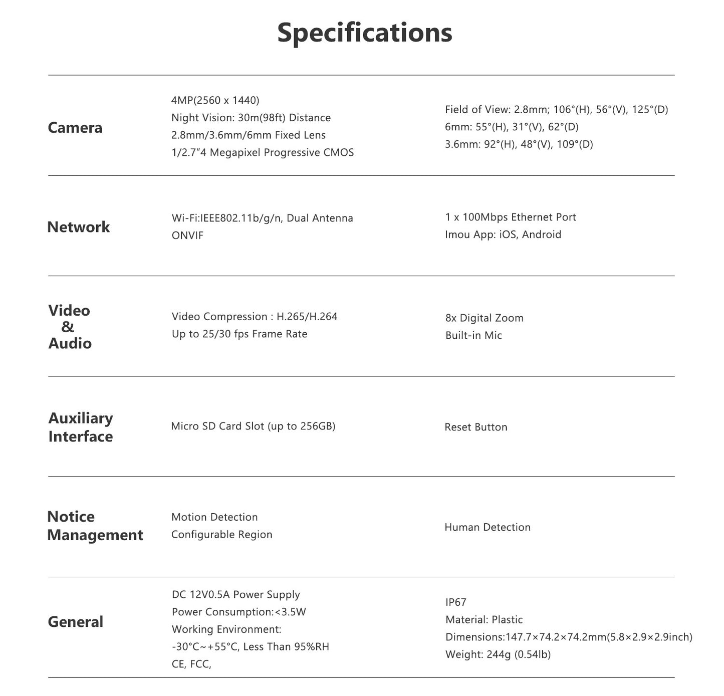 IMOU Outdoor Bullet 2C 5MP Wifi Camera Weatherproof AI Human Detection Outdoor Surveillance ip Camera