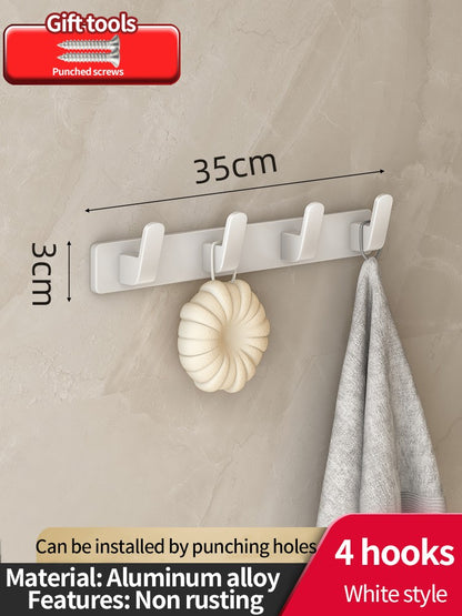 no drill Space Aluminum punch-free Kitchen Hook Bathroom Clothes Hooks Storage Rack Hook Door Wall Hanging Household Accessories