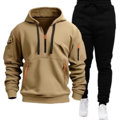 Men Tracksuit Casual Joggers Hooded Sportswear Jackets And Pants 2 Piece Sets Hip Hop Running Sports Suit S-XXXL