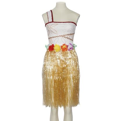 Family Matching Moana Costume Set, Adult  Kids Polynesian Princess Dress with Fringe, Halloween Carnival Party Cosplay Outfit