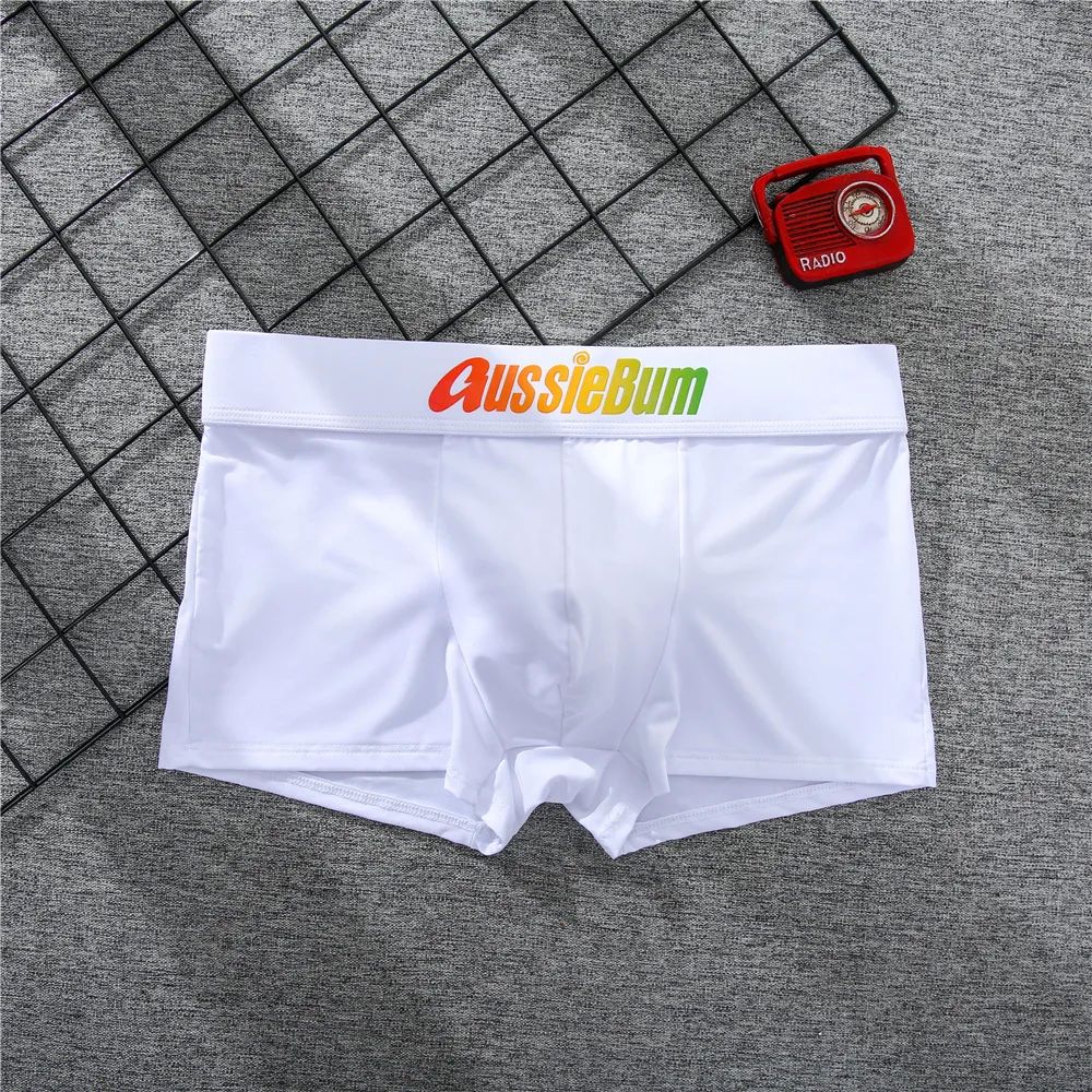 Men's boxer panties, milk silk low rise U convex bag stretch breathable comfortable youth shorts
