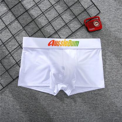 Men's boxer panties, milk silk low rise U convex bag stretch breathable comfortable youth shorts