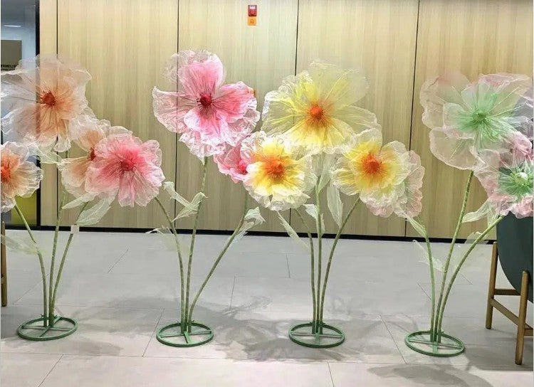 190cm Artificial Flowers Wedding Decor Props Road Lead Flower Silk Yarn Flower Poppy Window Display Garden Decoration Home Decor