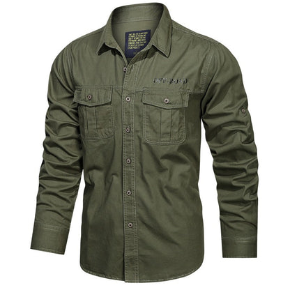 Green Black Cargo Long Sleeves Shirts For Men's 2024 Spring Autumn Design Brand Oversize 4XL 5XL Military Clothes Casual Blouse