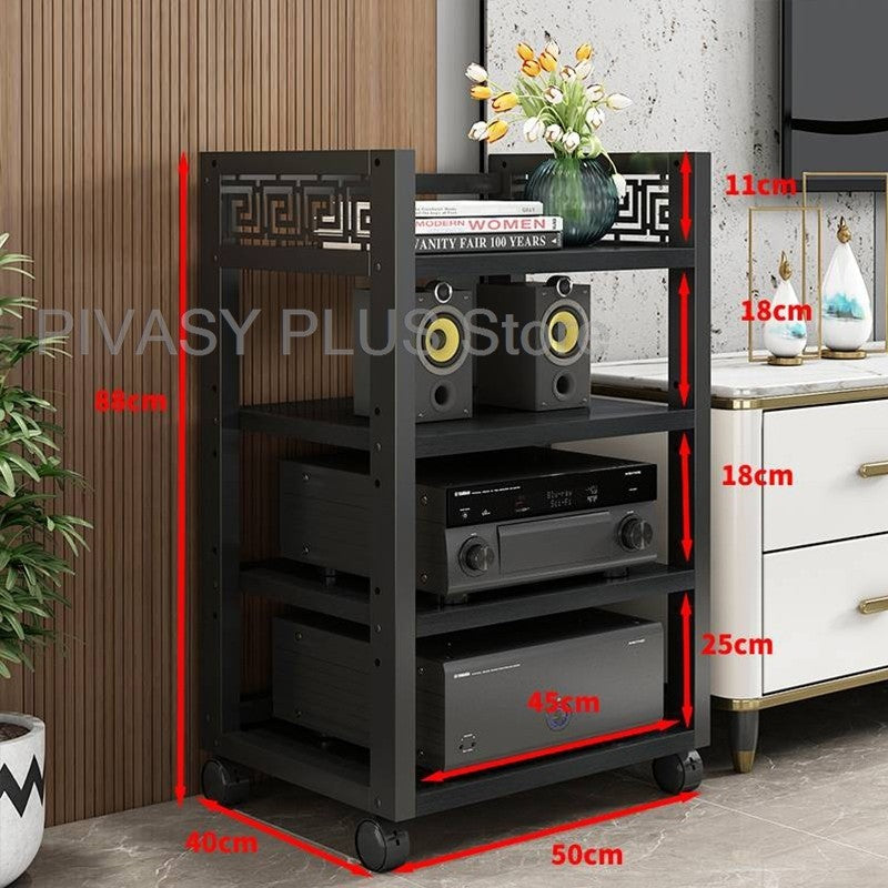 Rack Amplificador de Relevo 4 Cores, 3 Ajustes de Altura, Prateleira de Áudio, Suporte de Alto-Falante Grau E1 para Home Theater, Armazenamento de Amplificadores e Reprodutores