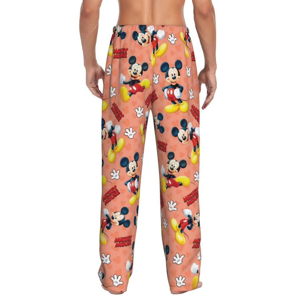 Custom Print Mickey Mouse Donald Duck Pajama Pants Men Sleep Sleepwear Bottoms with Pockets