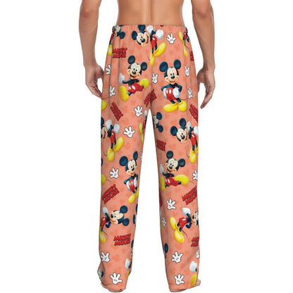 Custom Print Mickey Mouse Donald Duck Pajama Pants Men Sleep Sleepwear Bottoms with Pockets