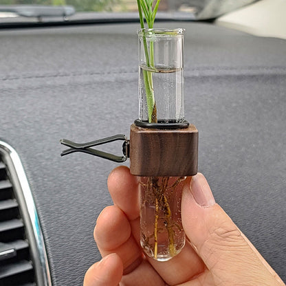 Mini Car Hydroculture Flower Vase Glass with Clip Adjustable Air Vent Test Tube Flower Holder Creative Interior Decor Dashboard