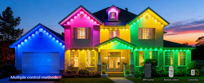 Smart Permanent Outdoor Lights Eaves Lights IP67 Waterproof Light String with App Remote Control Music Sync for House Roof Decor