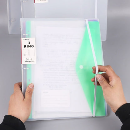 6 pcs Colorful Plastic Binder Folders Clear A4 Binder Pocket Snap Closure 11 Holes Punched Pockets Home Office