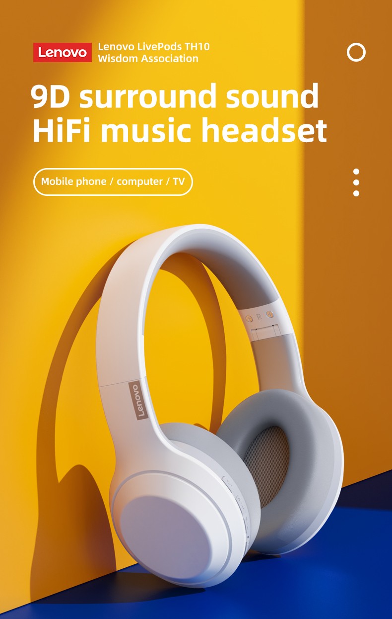 Fone de ouvido Lenovo Thinkplus TH10 TWS Estéreo com baixa latência e longa duração para jogos, fones de ouvido Bluetooth para música com microfone