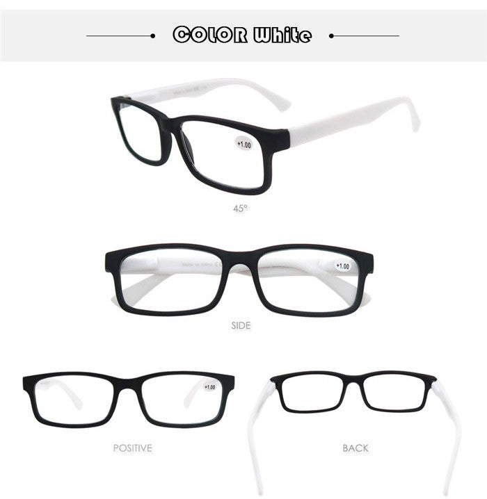 MODFANS Óculos de Leitura Masculino Feminino Retangular Clássico Leitores Eeyeglasses Armação Flexível Dobradiça de Mola com Dioptria +1.0 a +4.0