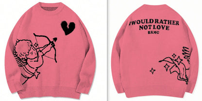 Men's Knitted Sweater Angel Love Heart Design Faionable Urban Sle Winter Season Long Sve round Ne Pullover New Arrival