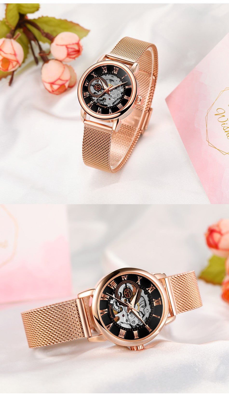 Forsining 099L Girl Bracelet Mechanical Watch With Manual Hand Wind Mechanical Wristwatch Mesh strap Female Watch Reloj Mujer