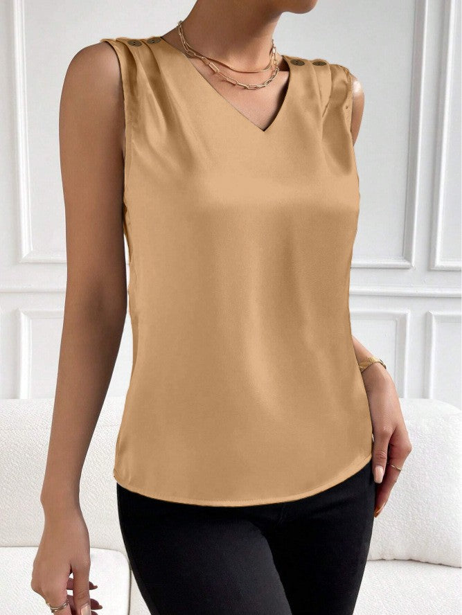 Solid Casual Loose Sleeveless Blouses For Women Fashion Summer Women's Oversized Shirts And Blouses Elegant Youth Female Tops