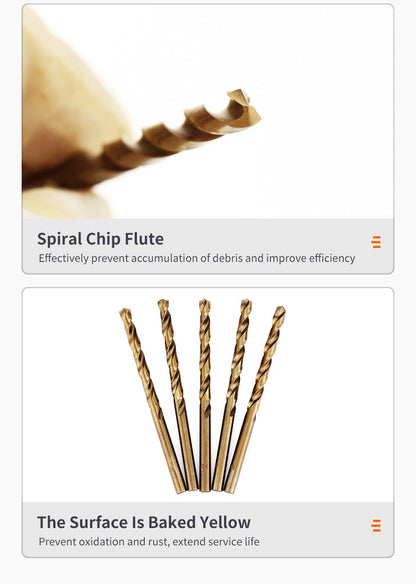 Broca Helicoidal de Aço Rápido Cobalto M35 Conjunto de Ferramentas Acessórios de Broca para Perfuração de Aço Inoxidável e Metal