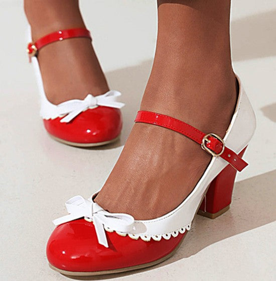 LIHUAMAO candy color Mary jane chunky heel women shoes platform ankle strap pumps party cosplay uniform dress wedding shoes