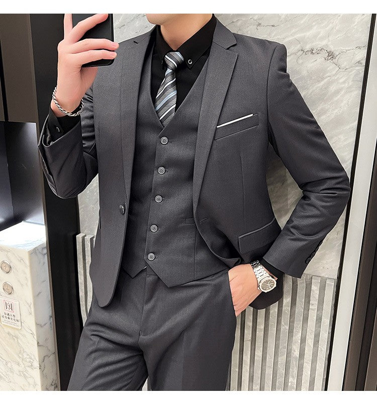 Men's High-Quality 3-Piece Business Casual Wedding Suit Vest Trousers Set Handsome Fashion Banquet Clothing S-6XL