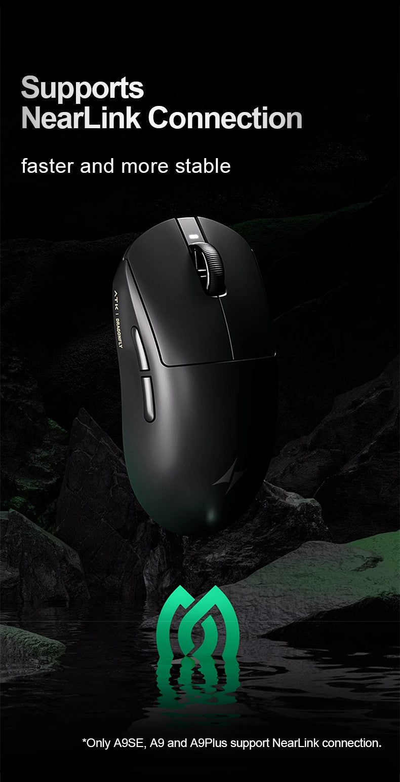 ATK Dragonfly A9 Ultra/A9 Plus Gaming Mouse Dual 8K Polling Tri Mode PAW3395/3950 Sensor Ergonomic  Esport PC Peripheral