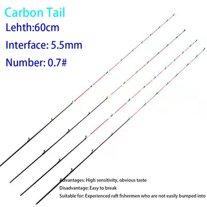 Fiberglass/Carbon Half-titanium Fishing Rod Tip Retractable Half/All Titanium Alloy Carbon Fiber 45/55/60cm Winter