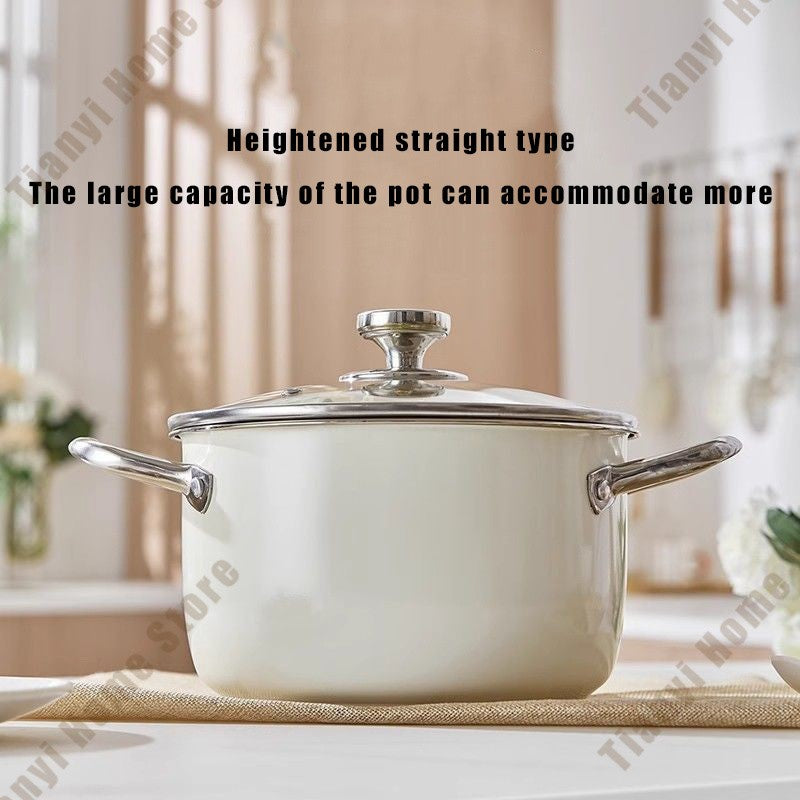 304 Stainless Steel Soup Pot Non-stick Frying Pan with lid Home Hot Pot Induction Cooker Gas Stove wok Food Supplement Milk Pot