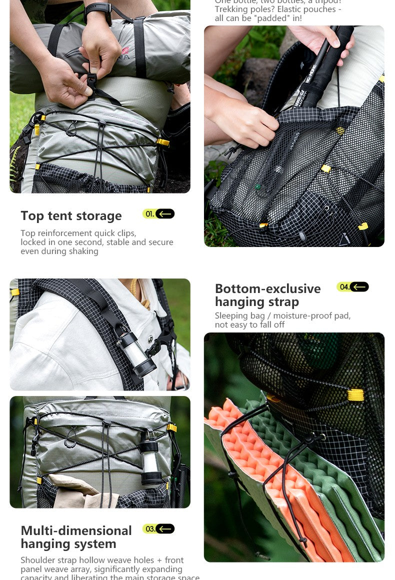 BISINNA Camping Backpack 25+10L Ultralight Travel Bag for Men Women Large Capacity Outdoor Sports Climbing Hiking Backpack